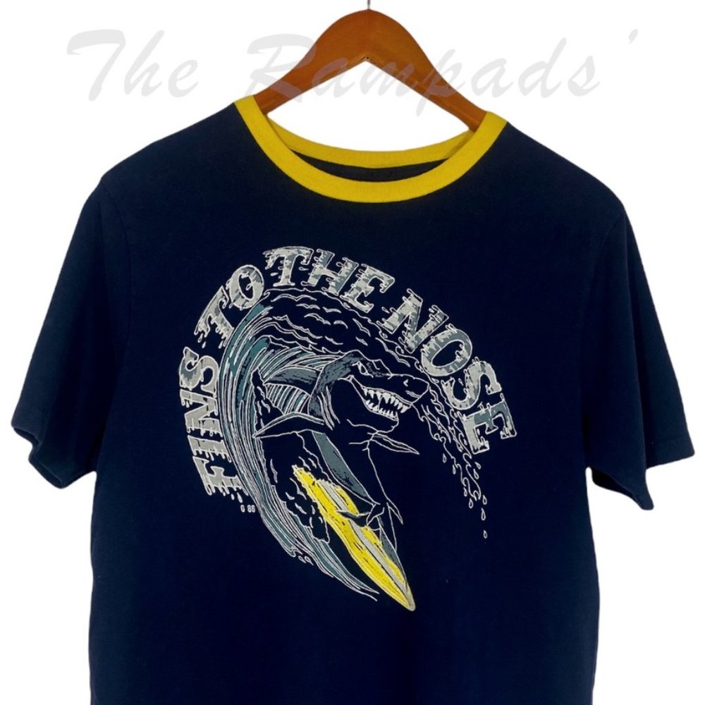Gap Kids Navy Blue with Yellow Outline Graphic T-shirt Size XXL (14-16) - Picture 2 of 6